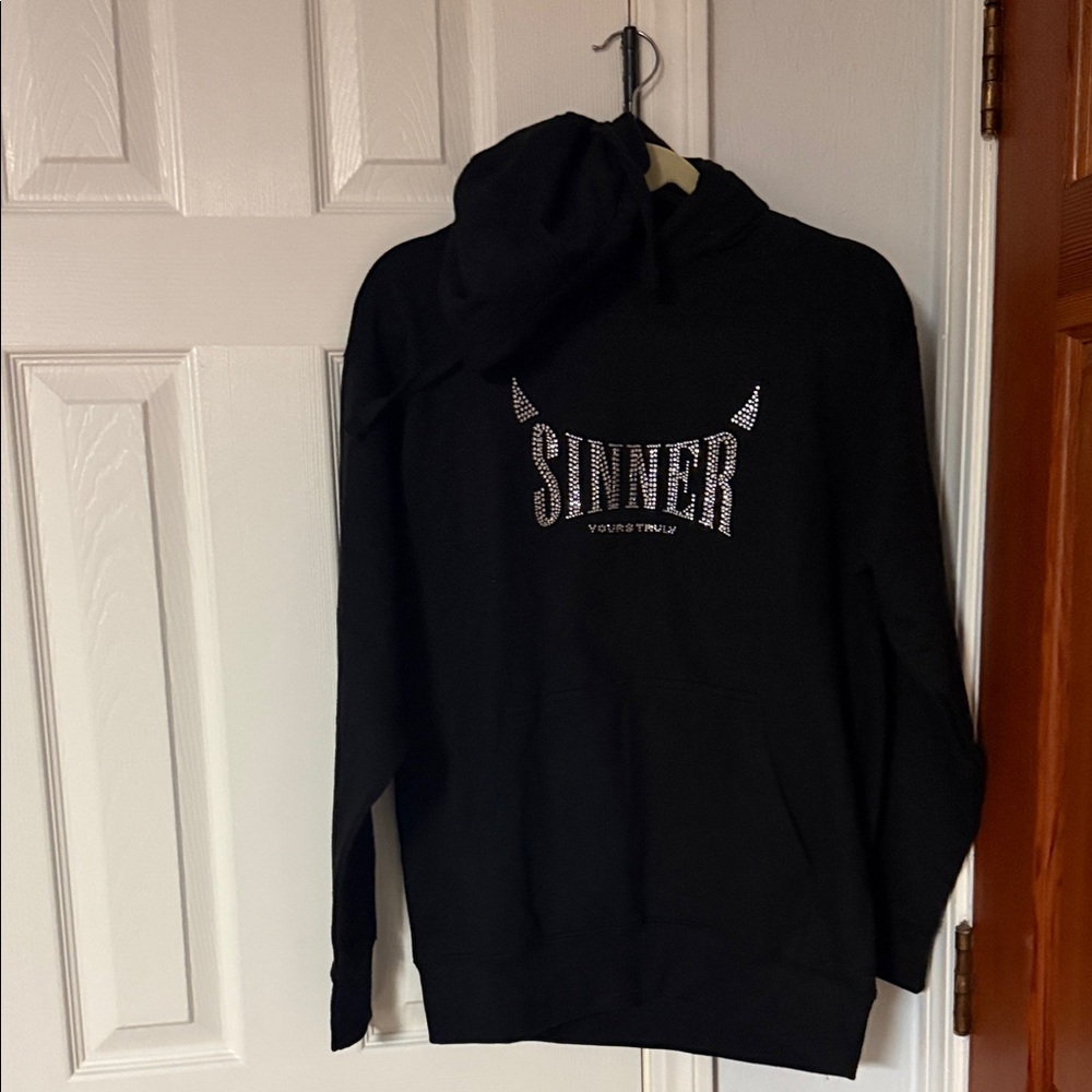 Men's Black Hoodie with Sinner Graphic